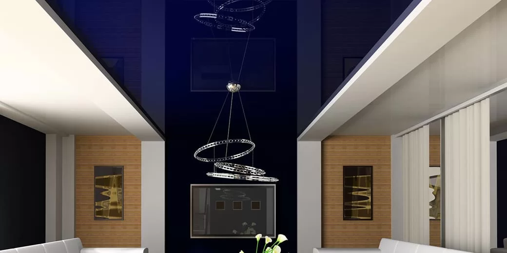 Фото дворівневої натяжної стелі в інтерьері