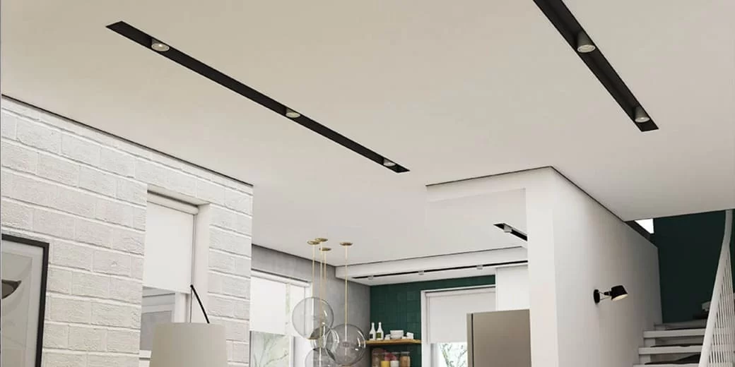 Фото безщилінної натяжної стелі в інтерьері